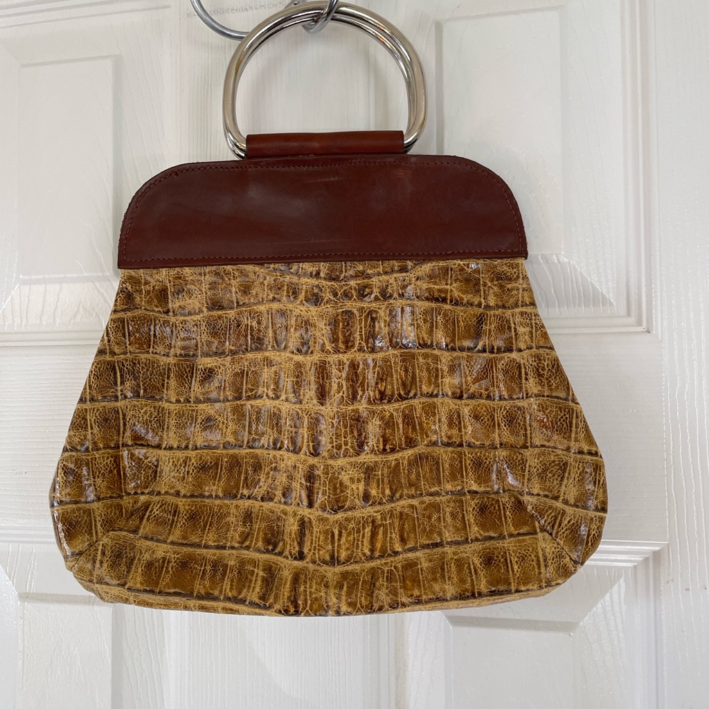 Chic Brown Crocodile Pattern Hand Bag